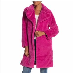 Avec Les Filles Faux Fur Coat in Hot Pink